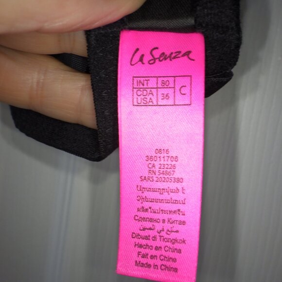 La Sensa Hello Sugar Women's Padded Underwire Push-up Bra 36C Black Red Lace - Picture 8 of 9